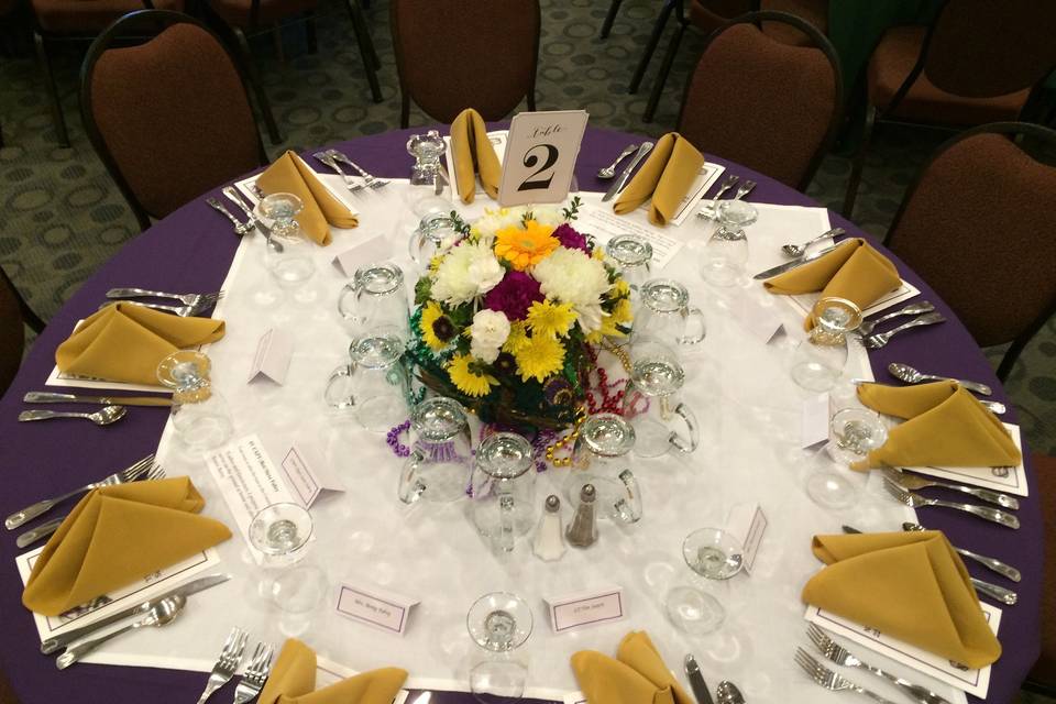 Table setup with centerpiece