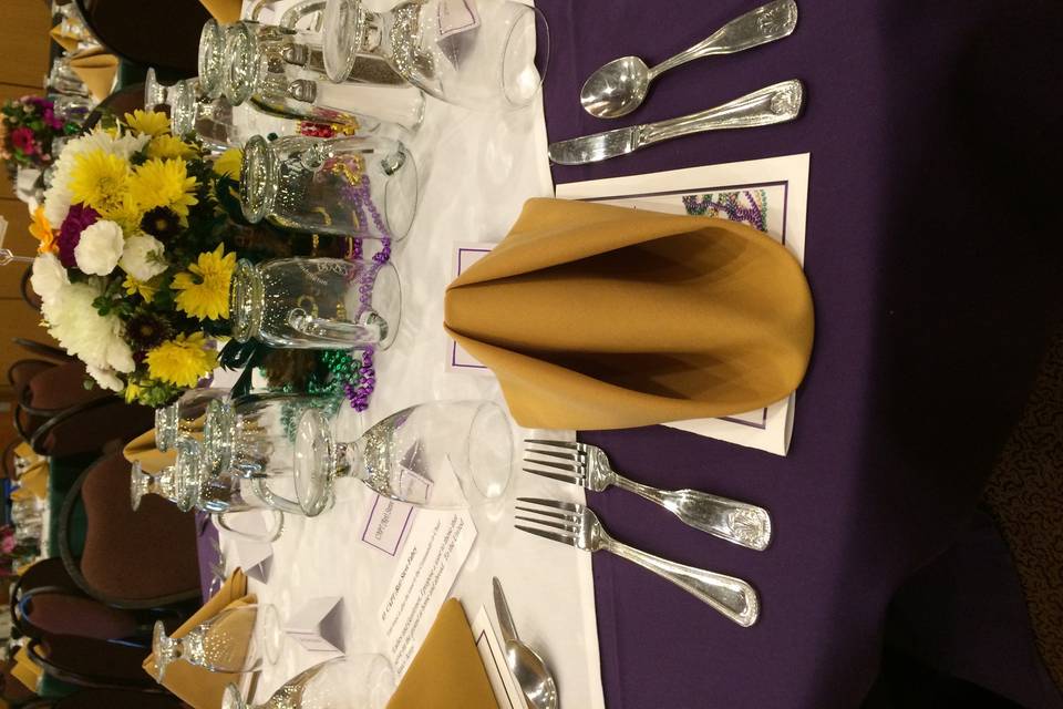 Table setup with centerpiece