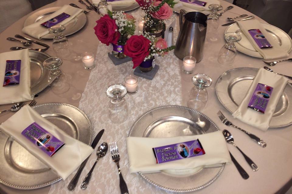 Table setup with centerpiece