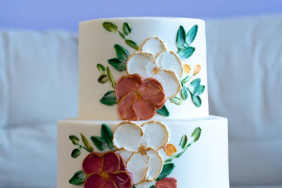 Lemon cake w/ floral design