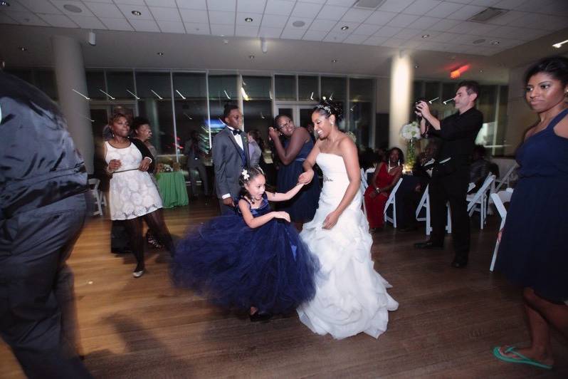 Bride and flower girl