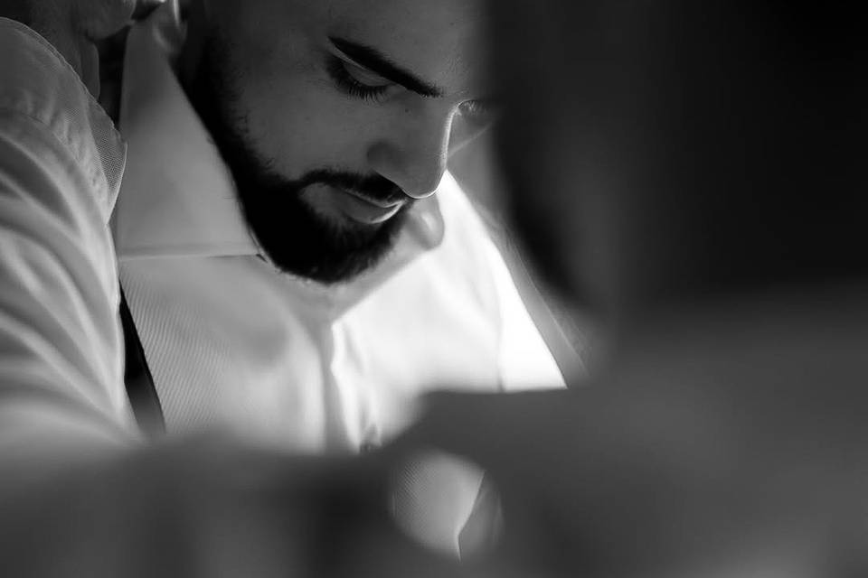 Groom looking down