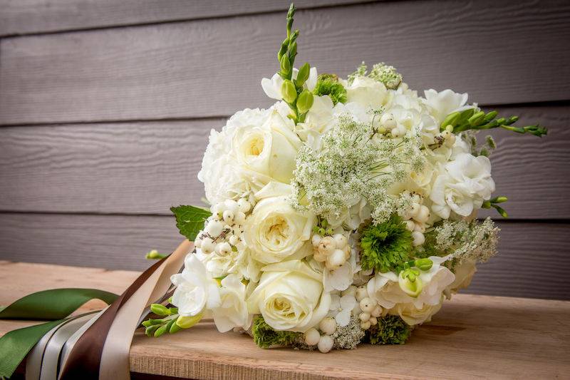 Ivory with green accents