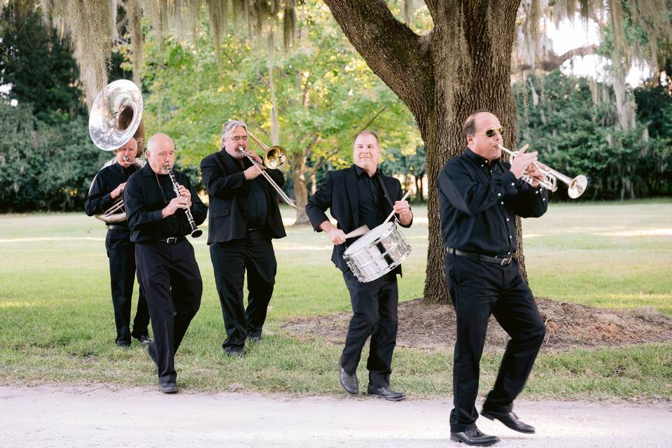 2nd Line leading bride & groom