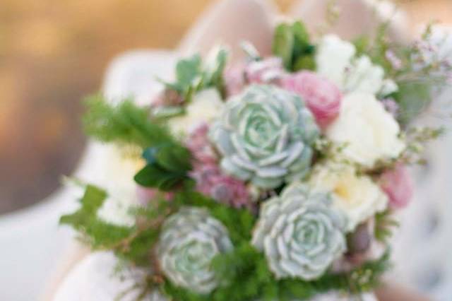 The bride holding her bouquet