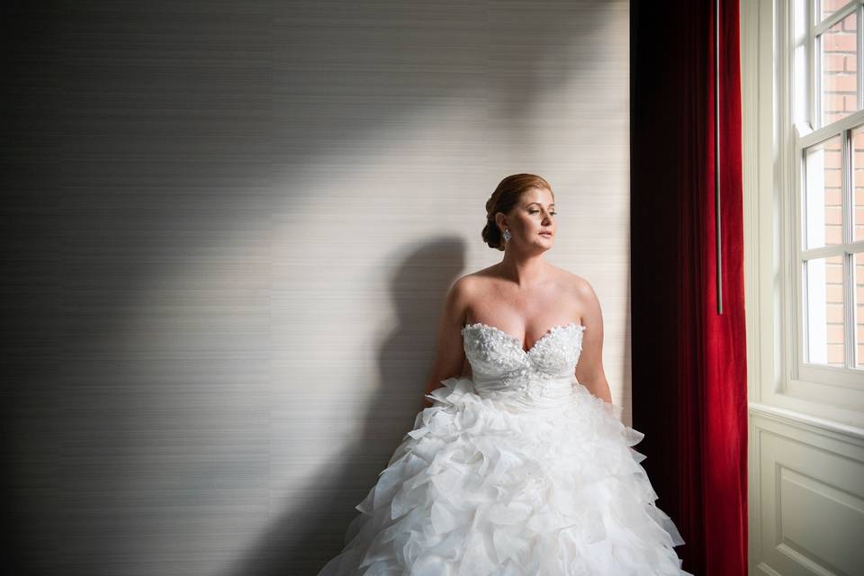 Bride by the window light