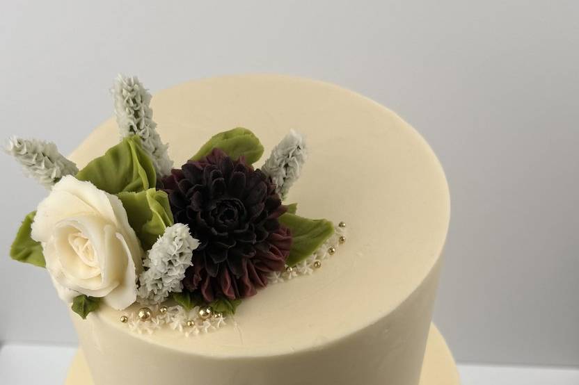 Buttercream Burgundy Dahlias,