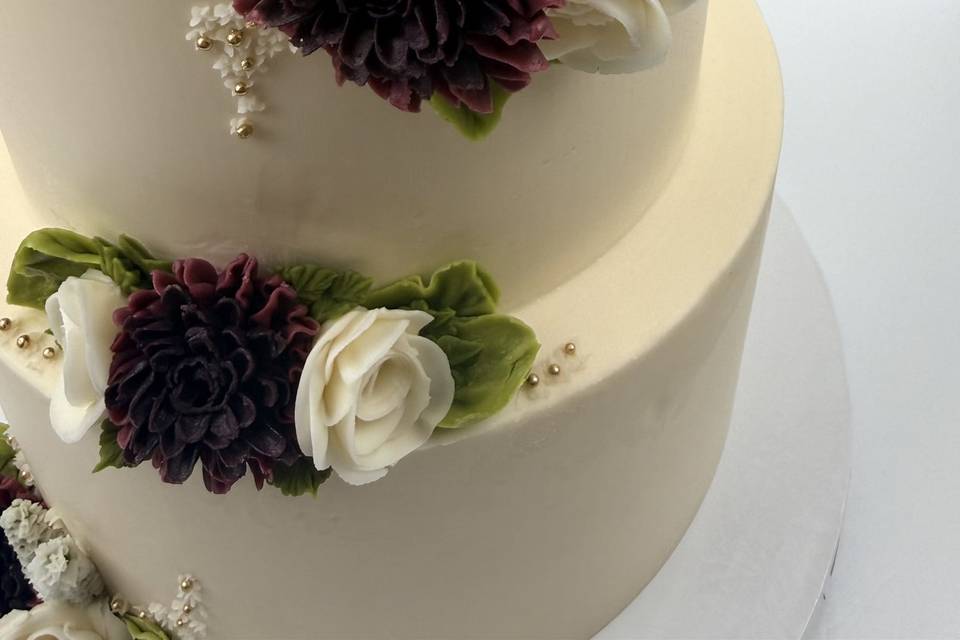 Buttercream Burgundy Dahlias,