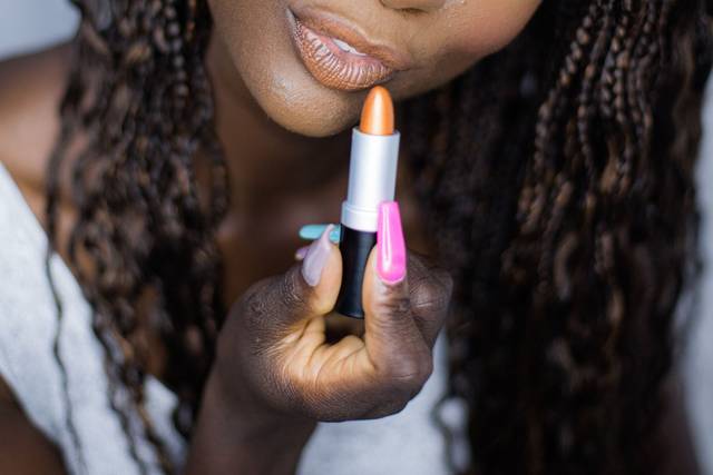 Makeup look with lipstick