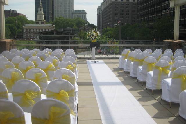 Wedding ceremony yellow set-up