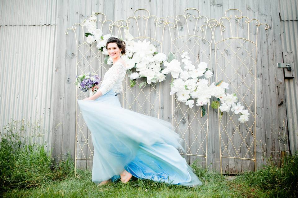 Girl in a blue dress