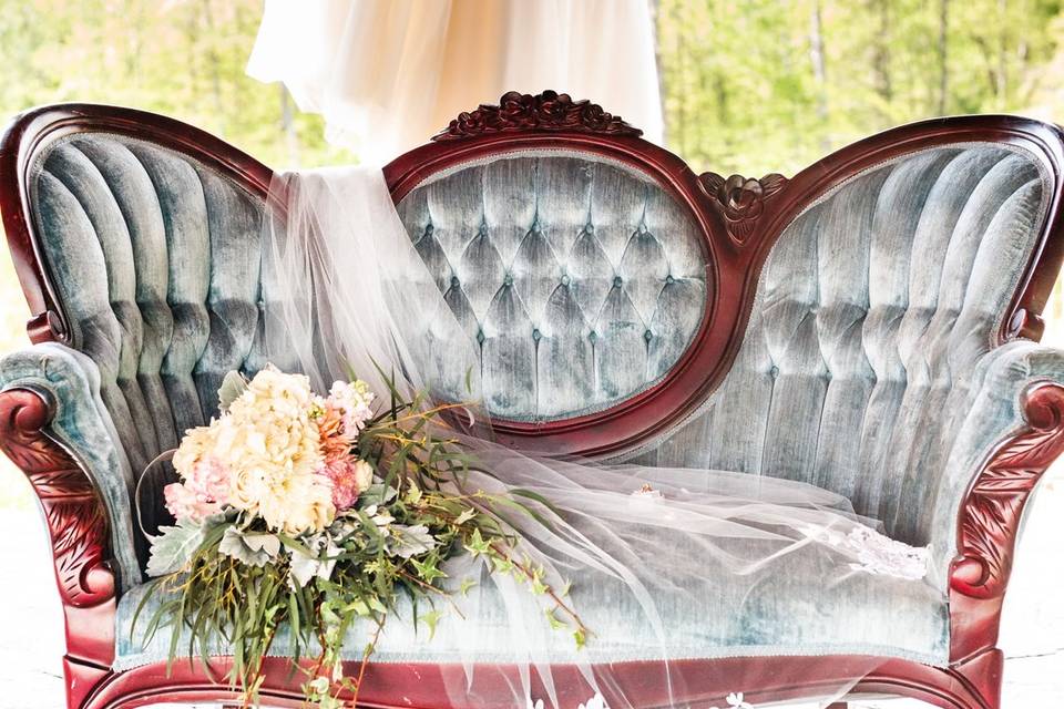 Blue loveseat