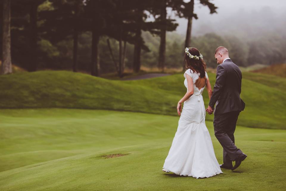 Walking newlyweds