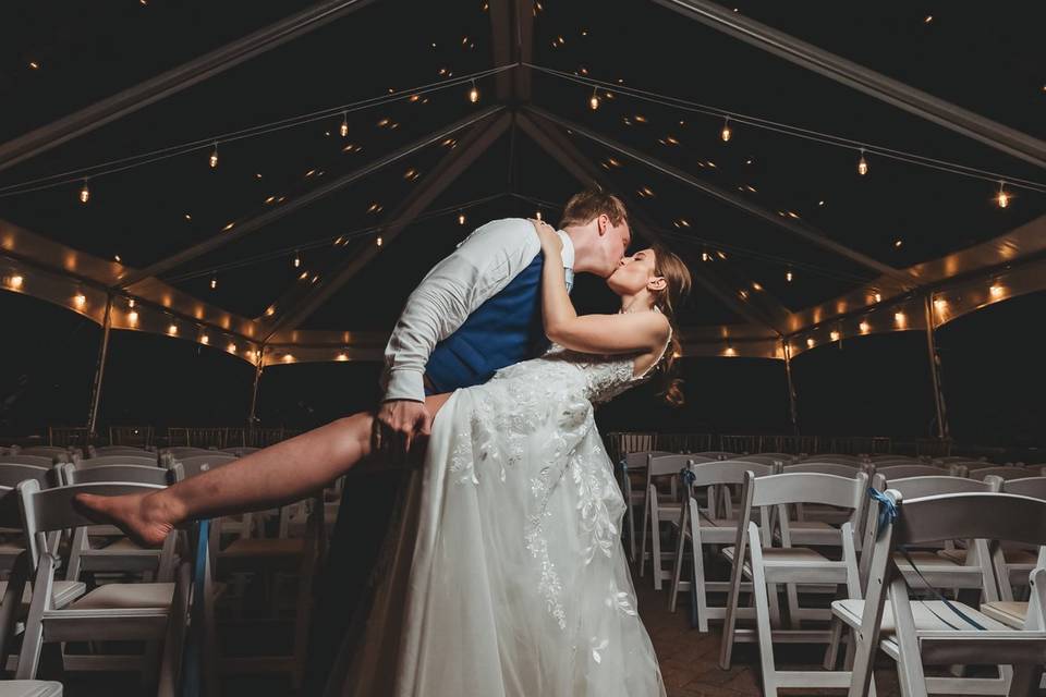 Under the tent