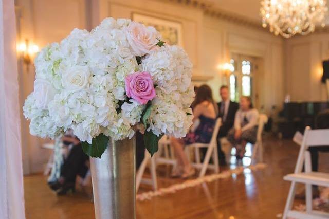 Floral decoration at the wedding ceremony venue