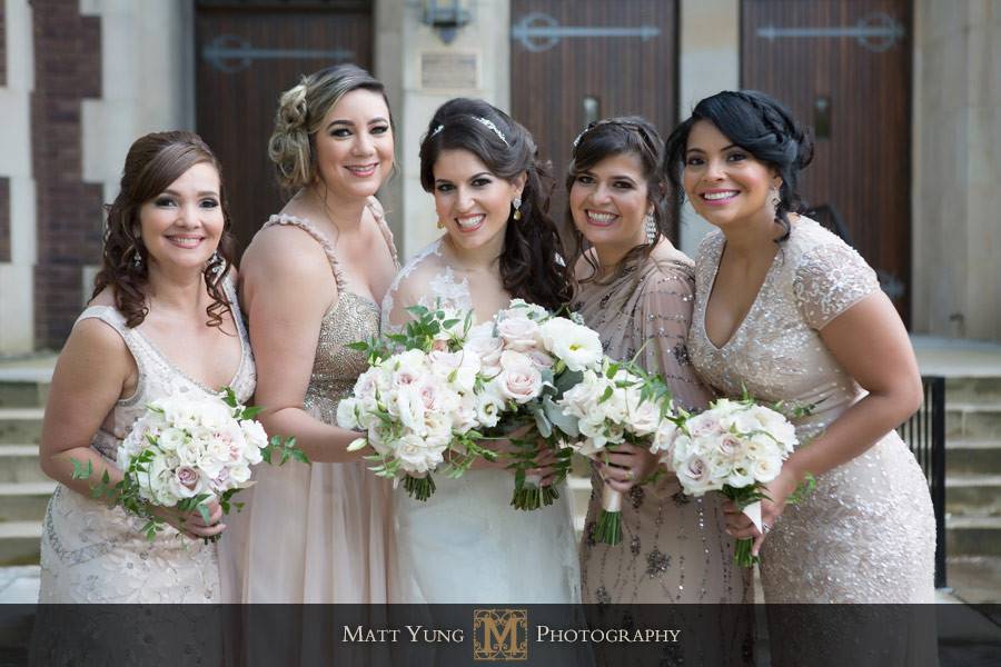 The bride with her bridesmaids