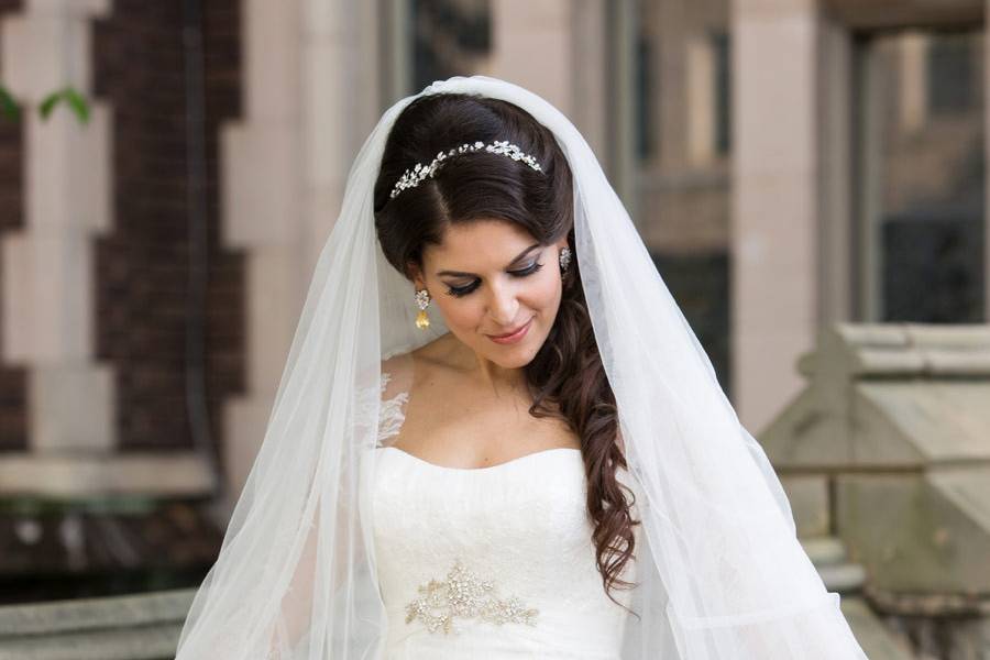 The bride holding her bouquet