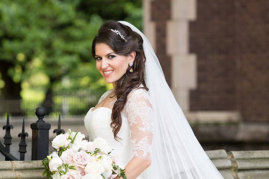 The bride holding her bouquet