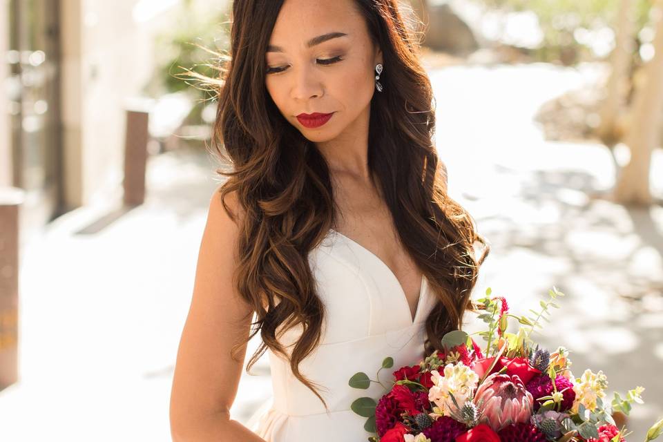 Bride and her bouquet