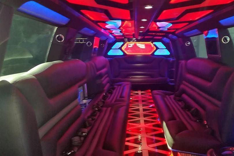 Stretch SUV red interior lighting
