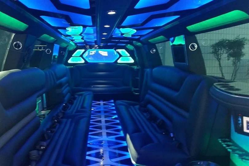 Stretch SUV blue interior lighting