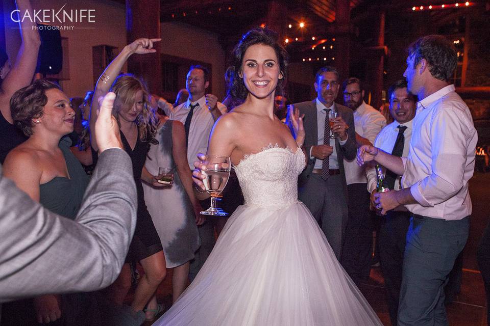 Bride enjoying the party