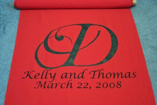 Custom aisle runner for Thomas Davis of the Carolina Panthers and his bride Kelly.