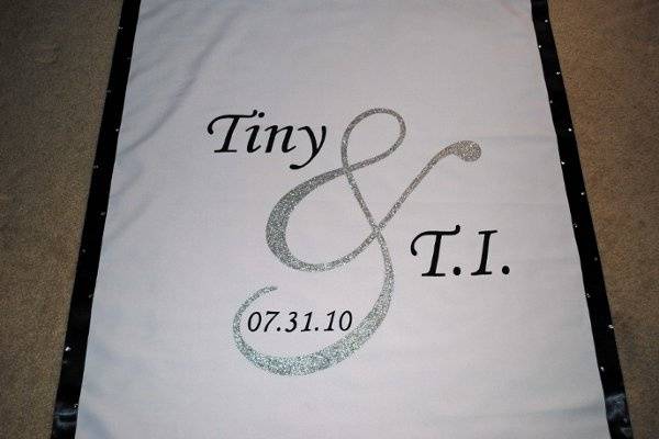 Custom aisle runner for recording artist, T.I., and his bride, Tiny.