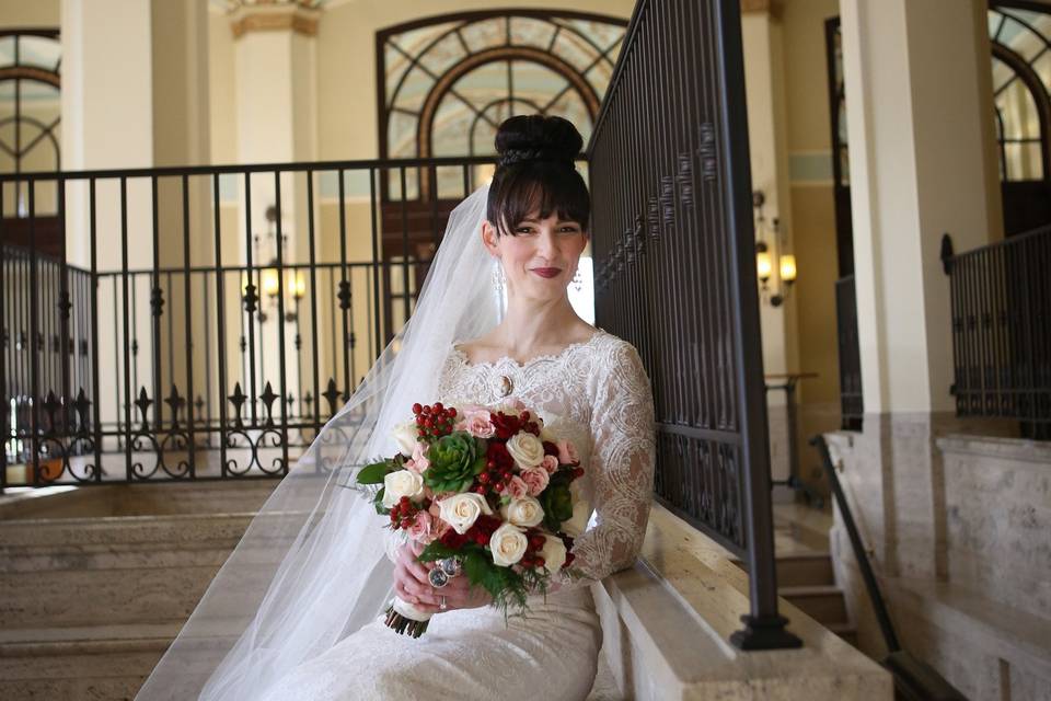 Bride in the grand lobby