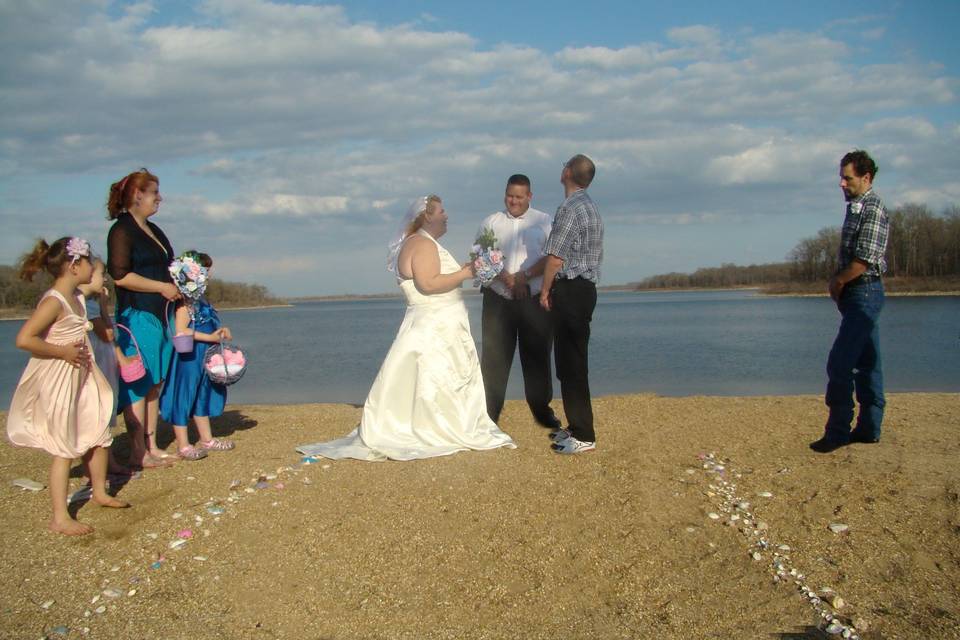Bride saying vows to groom