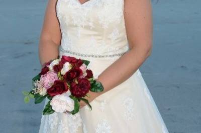 The bride holding her bouquet