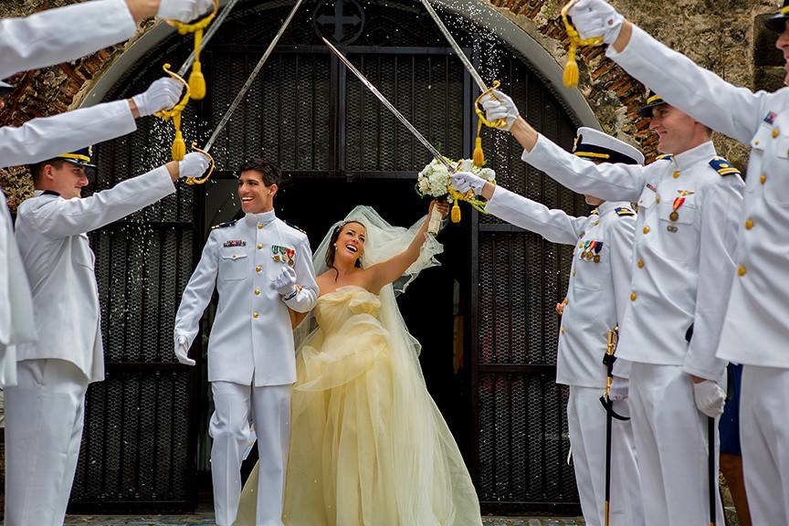 Military escort at Del Cristo Chapel in Old San Juan, Puerto Rico