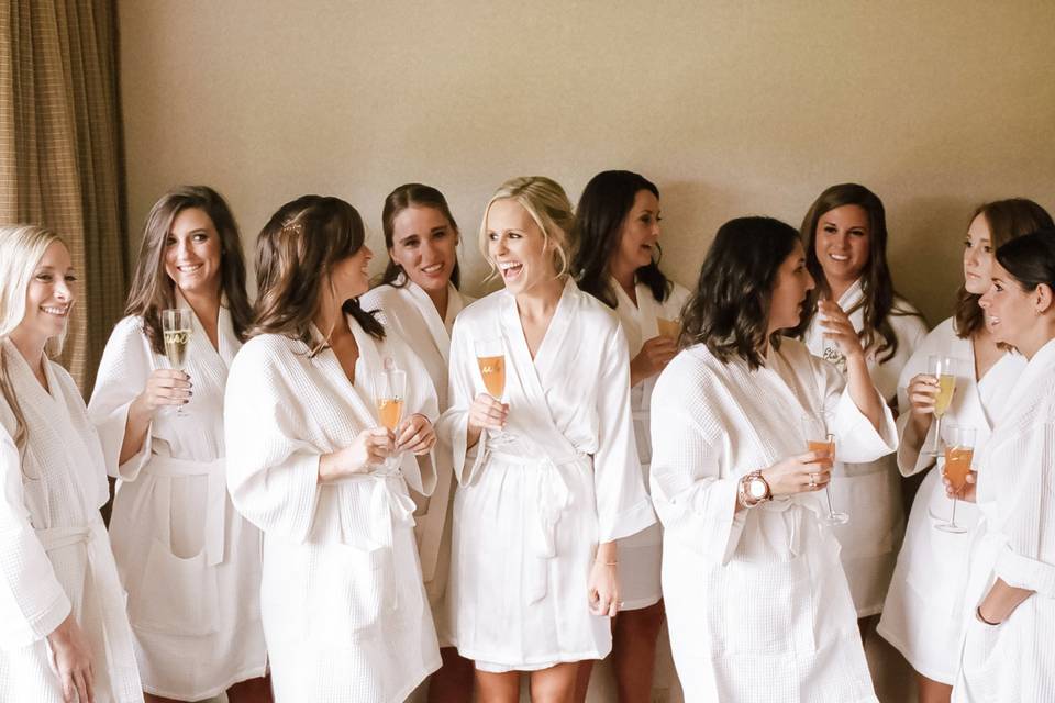 Bridal party in robes