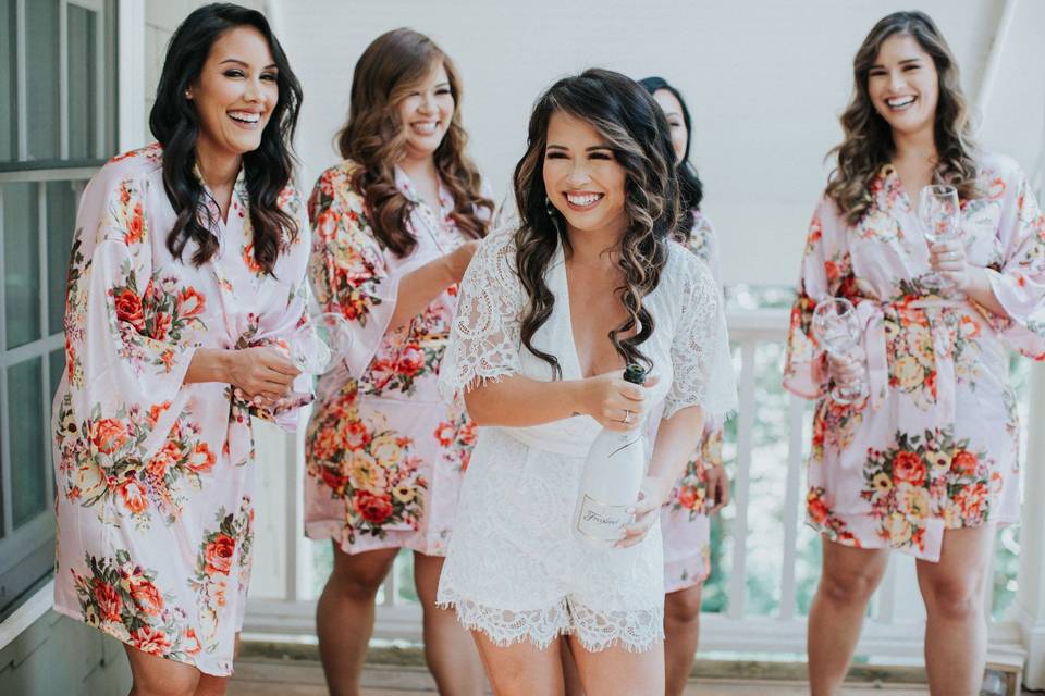 Bride with bridesmaids