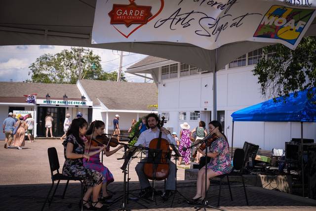 Quartet at a garden dinner