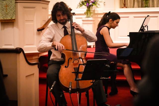 Cello and piano in a church