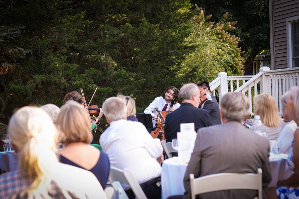Quartet at an outdoor dinner