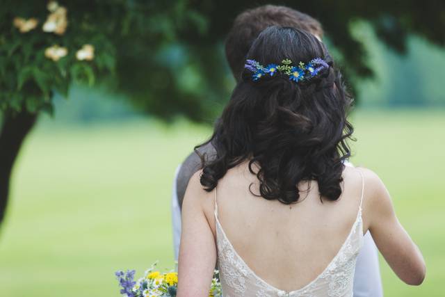 Loose curls and flower crown