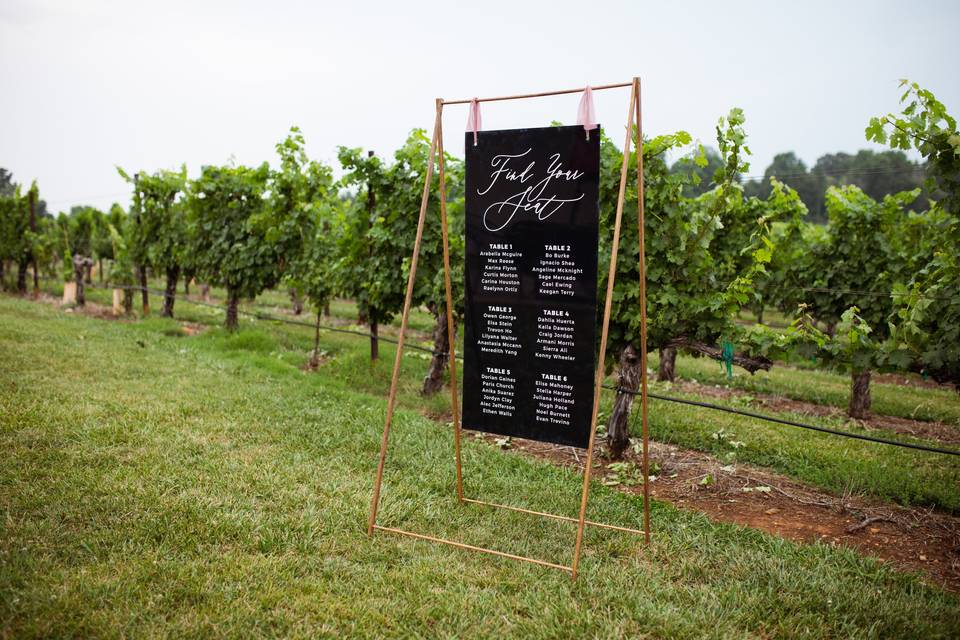 Seating chart signage