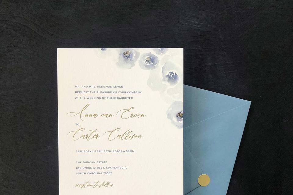 Gold Foil, floral illustration