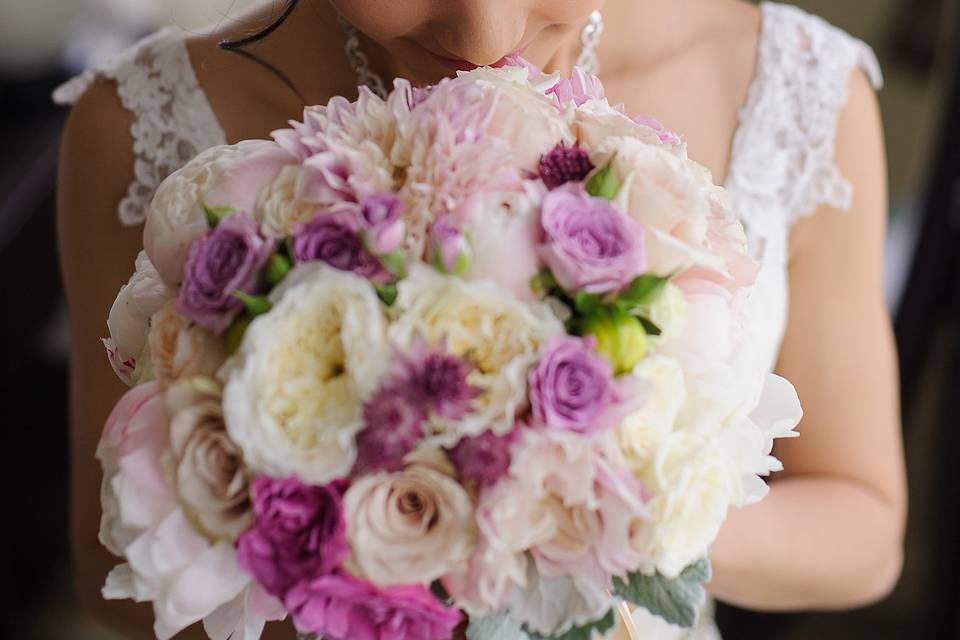 The bride holding her bouquet