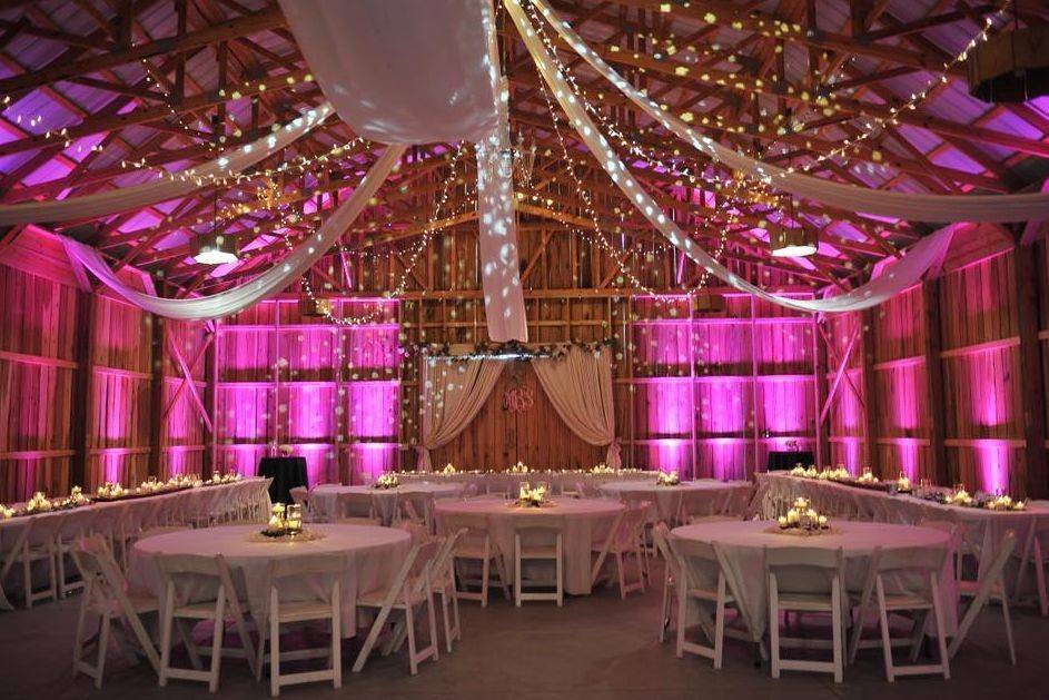 Reception inside the barn