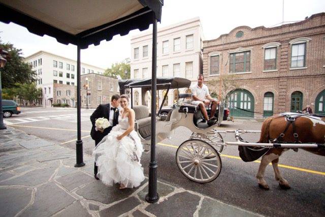 Heading to reception in style!