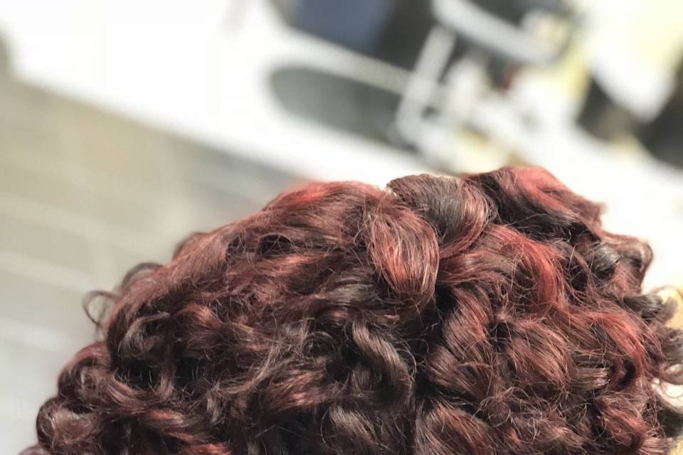 Corkscrew curls from behind