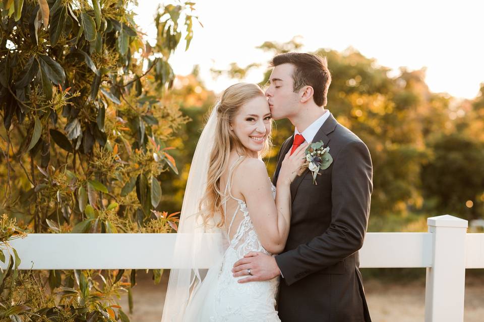 Bride looking back