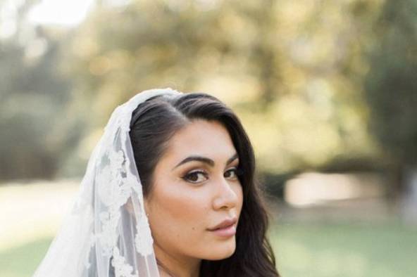 Bride looking back