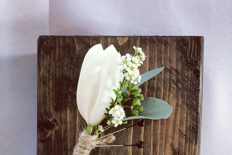 Tulip and Spirea Boutonnieres