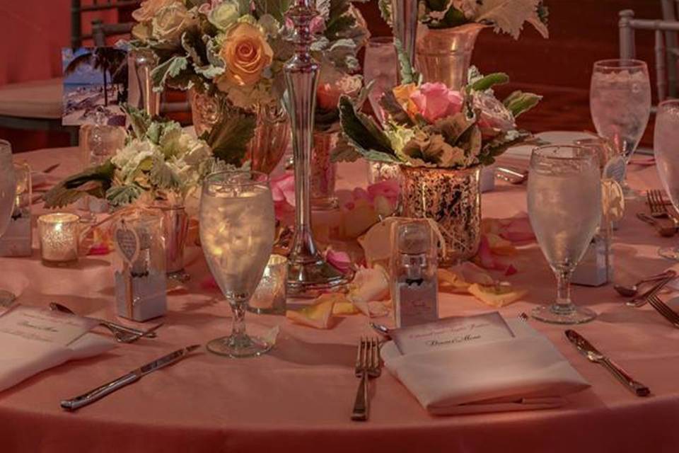 Table setup with centerpiece