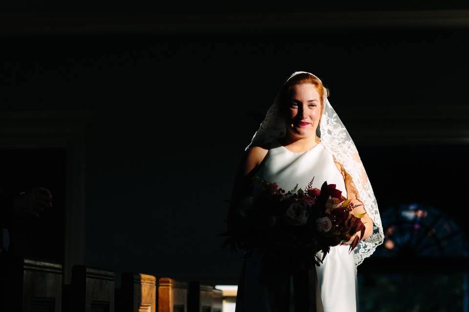 Bride in dramatic light