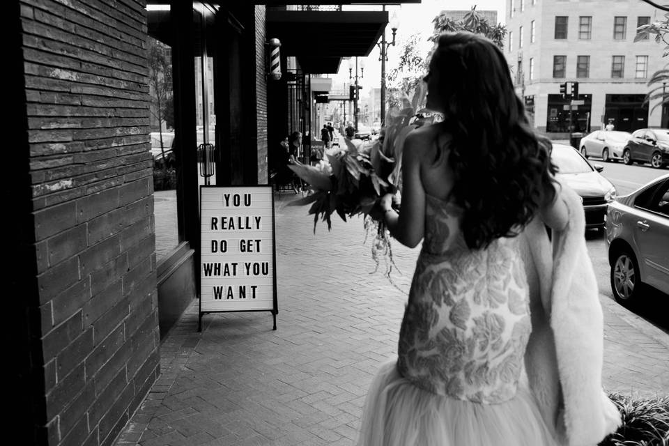 Bride on streets of NOLA